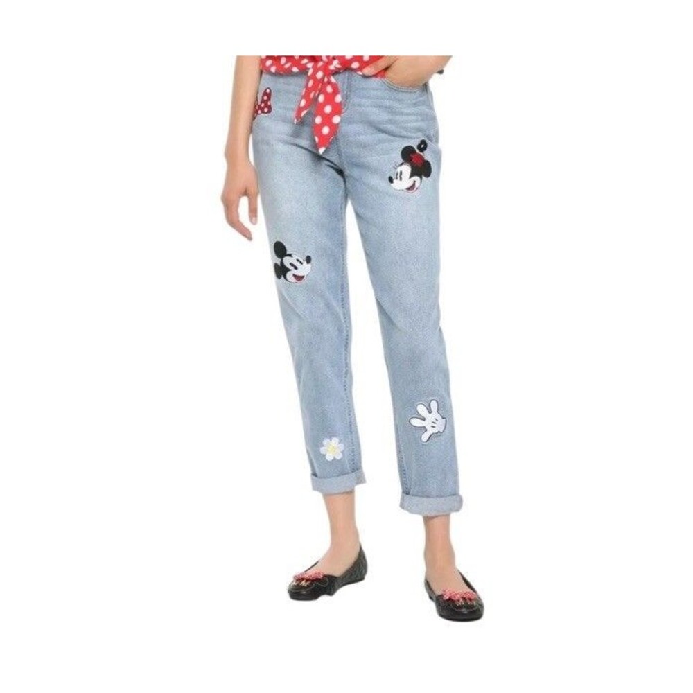 Her Universe Disney Minnie Mouse Embroidered Mom Blue Jeans Size 9 - Picture 3 of 12